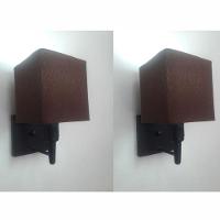 Kit-2 Arandela Quadrada Md-2019 Preto C- Inter Liga E Desl Cúpula Em Tecido Café - Bivolt - 1