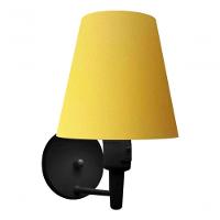 Kit-2 Arandela Cone Md-2013 Preto C- Inter Liga E Desl Cúpula Em Tecido Amarelo - Bivolt - 2