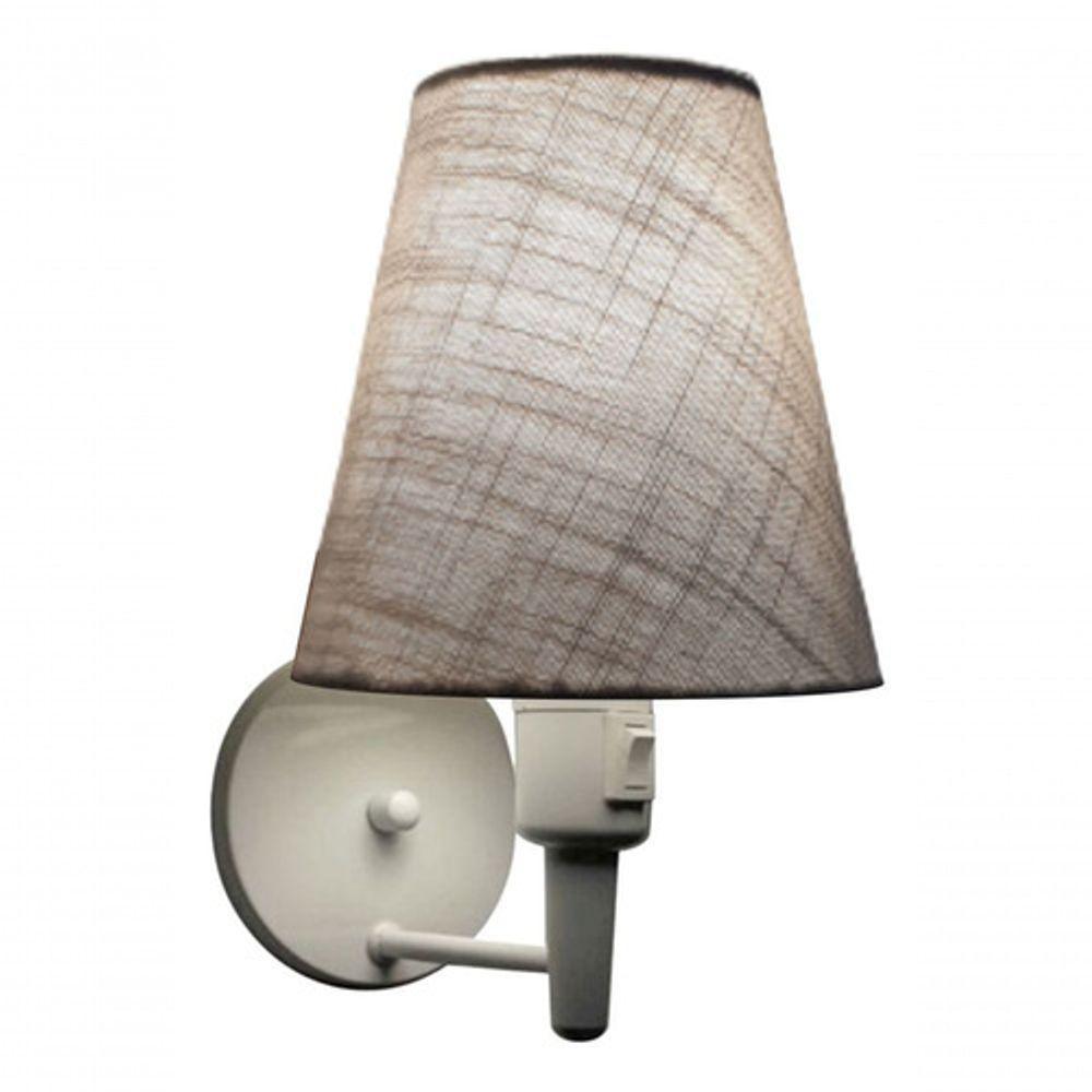 Kit-2 Arandela Cone Md-2013 Branco C- Inter Liga E Desl Cúpula Em Tecido Cinza - Bivolt - 5