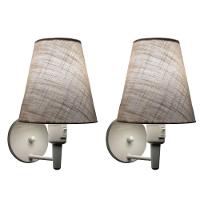 Kit-2 Arandela Cone Md-2013 Branco C- Inter Liga E Desl Cúpula Em Tecido Cinza - Bivolt - 1