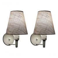 Kit-2 Arandela Cone Md-2013 Branco C- Inter Liga E Desl Cúpula Em Tecido Cinza - Bivolt