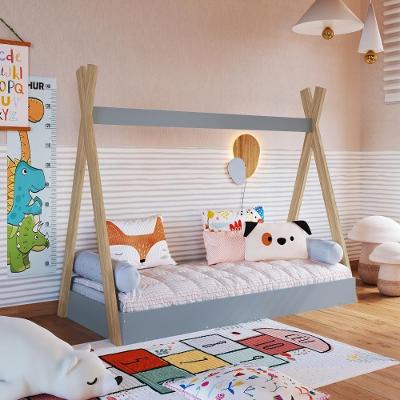 Cama Infantil Cabana Montessoriana De Solteiro Para Menino Menina Azul