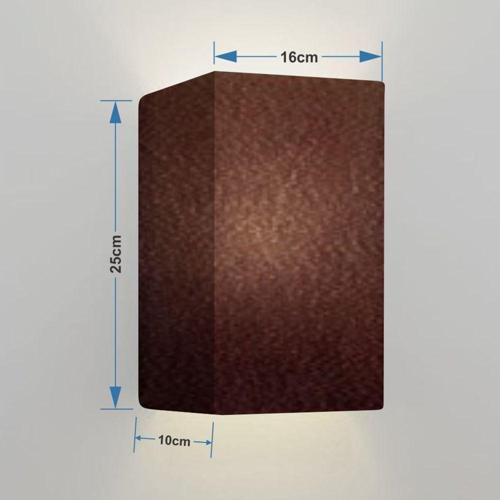 Arandela Retangular Retro Vivare Md-2002 Cúpula Em Tecido 25-16x10cm - Bivolt Café 127-220v - 2