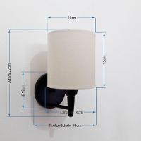 Arandela Cilíndrica Vivare Md-2009 Base Preto Cúpula Em Tecido - Bivolt Preta-algodão-crú 127/220v - 5