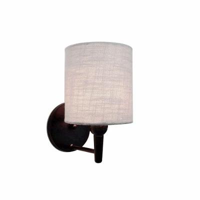 Arandela Cilíndrica Vivare Md-2009 Base Preto Cúpula Em Tecido - Bivolt Preto-rustico Cinza 127/220v