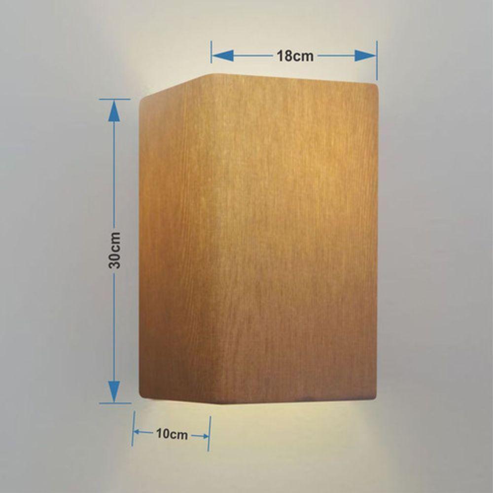 Arandela Retangular Retro Vivare Md-2029 Cúpula Em Tecido 18x10x30cm - Bivolt Palha 127-220v - 6