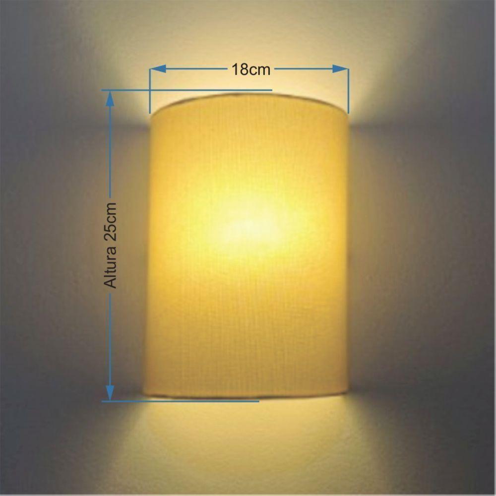 Arandela Meia Cana Retro Md-2003 Cúpula Em Tecido 25-18x10cm Algodão Crú - Bivolt - 3