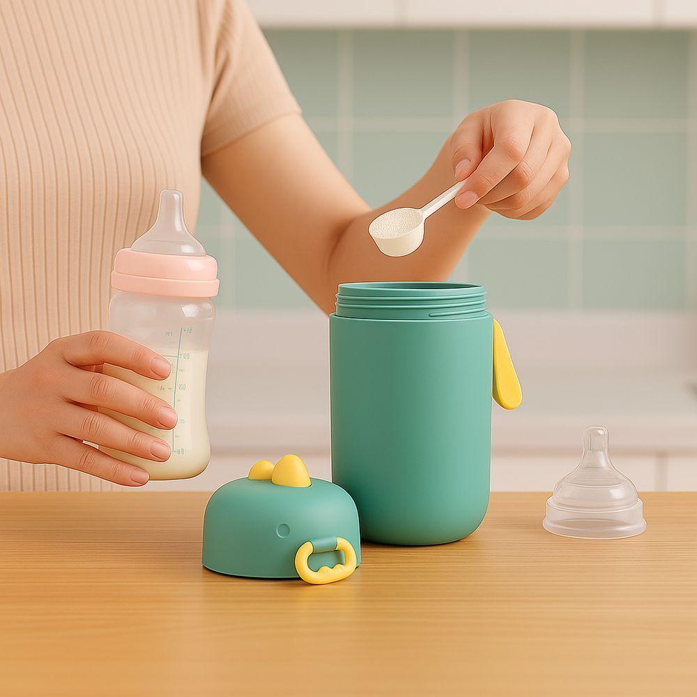 Dosador De Leite Em Pó Para Mamadeira Com Colher, Nivelador E Tampa Vedada – Portátil E Livre De Bpa Verde - 2