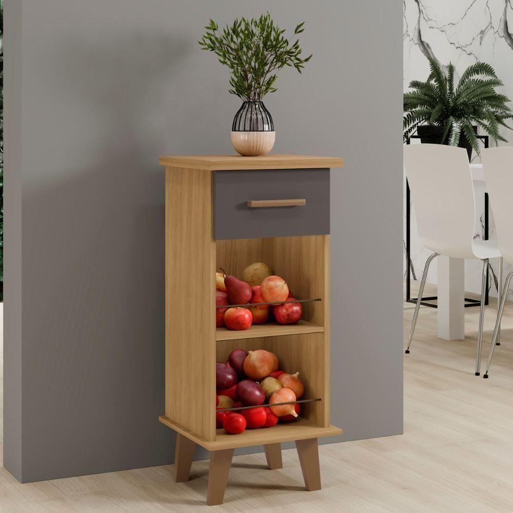 Balcão Arte Star 1 Gaveta Cinamomo Grafite Arte Móveis - 2