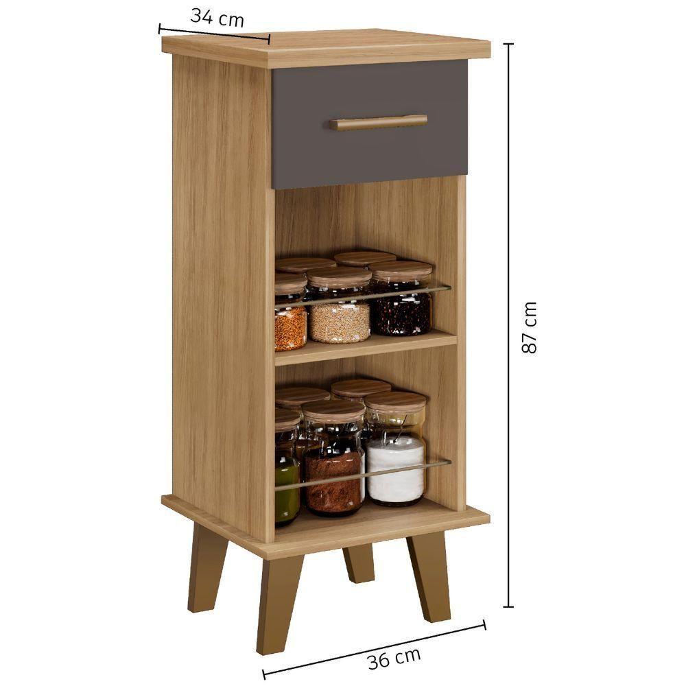 Balcão Arte Star 1 Gaveta Cinamomo Grafite Arte Móveis - 3