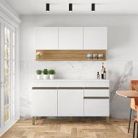 Balcao Com Tampo E Armario Aereo 150 Cm Line Supremo Cp Freijo Ktp - 3