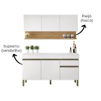Balcao Com Tampo E Armario Aereo 150 Cm Line Supremo Cp Freijo Ktp - 5