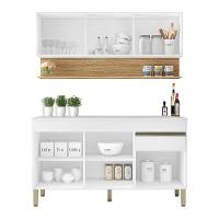 Balcao Com Tampo E Armario Aereo 150 Cm Line Supremo Cp Freijo Ktp - 6