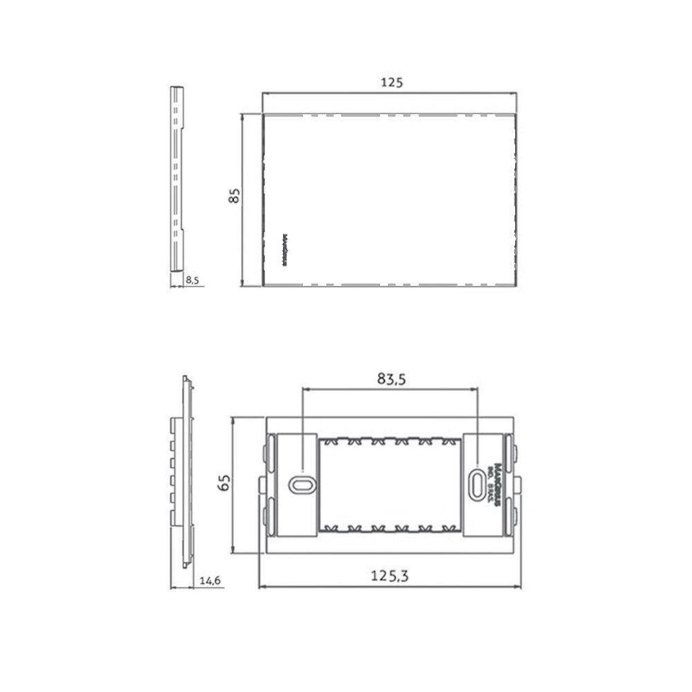Balizador Horizontal Margirius Sleek Com Placa 4x2 Branco 3000k - Luz Amarela Bivolt - 3