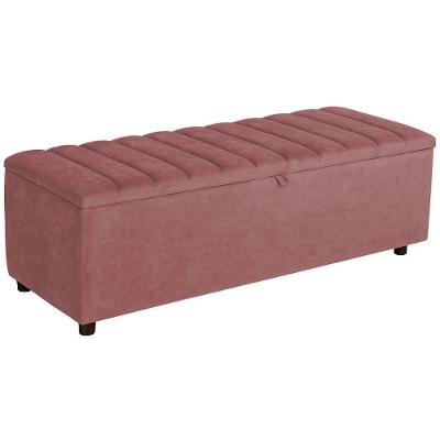 Baú Recamier Paris Veludo Rosa 140 Cm