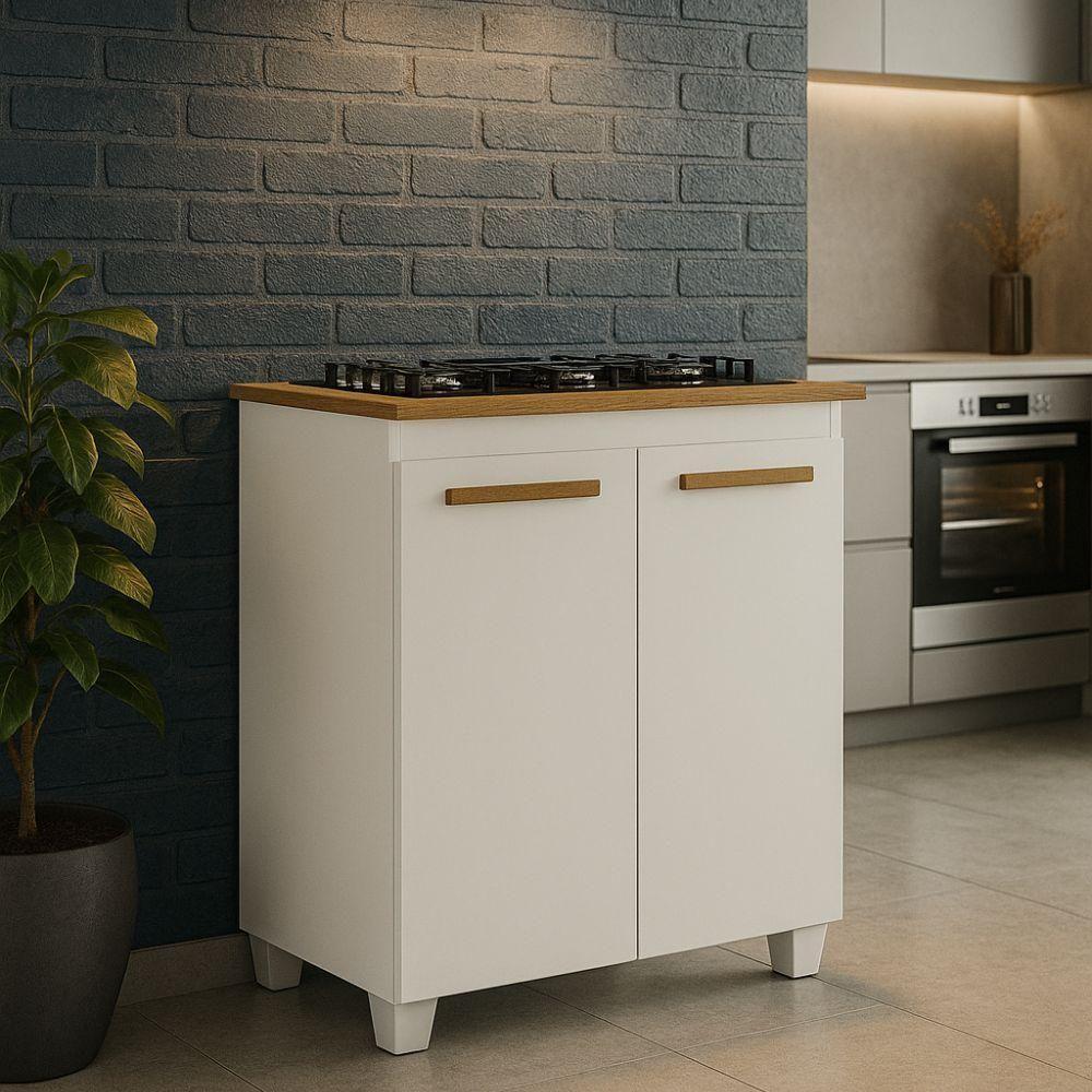 Balcão Para Cooktop 5 Bocas Fox Cinamomo Branco Arte Móveis - 2