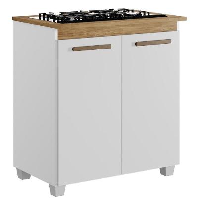 Balcão Para Cooktop 5 Bocas Fox Cinamomo Branco Arte Móveis