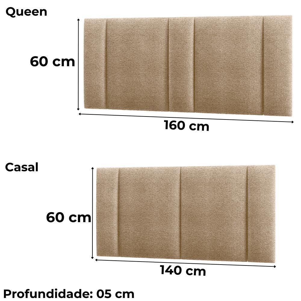 Cabeceira Modulada Casal Queen 160 Cm Com Led Boucle Bege Vconcept - 3