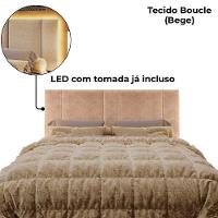 Cabeceira Modulada Casal Queen 160 Cm Com Led Boucle Bege Vconcept - 6