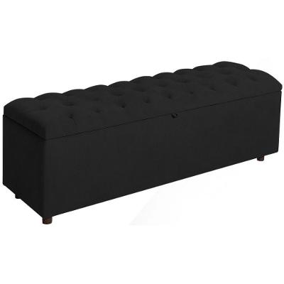 Baú Recamier Rominha Veludo Preto 160 Cm