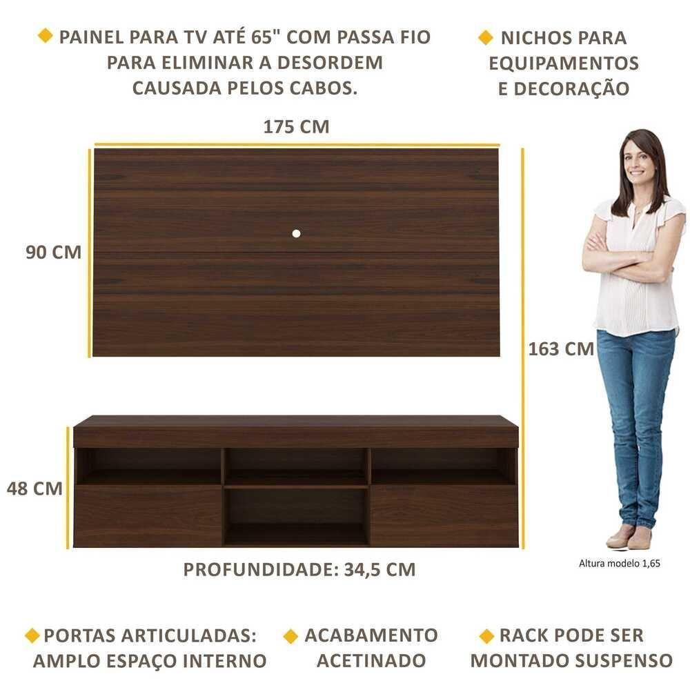 Rack Com Painel Tv 65" Suspenso Flórida Multimóveis V3299 Duna Duna - 6