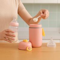 Dosador De Leite Em Pó Para Mamadeira Com Colher, Nivelador E Tampa Vedada – Portátil E Livre De Bpa Rosa - 2