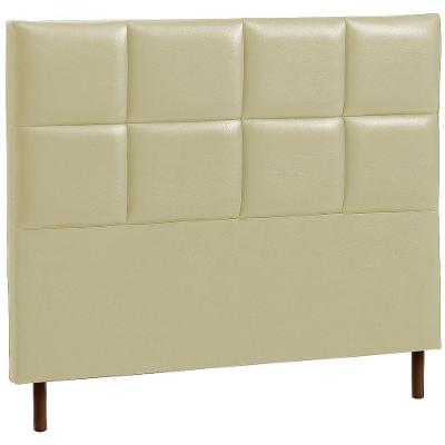 Cabeceira Estofada Queen Espanha Couro Bege 160 Cm