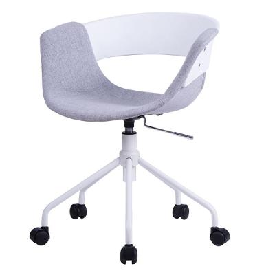 Cadeira Turim Nicole Anm6711s Anima Office Em Polipropileno Branco Revestida Tecido Cinza Base Rodízio Branco