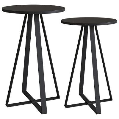 Conjunto 2 Mesas Laterais Sala Estar 27958 Preto Artesano Preto