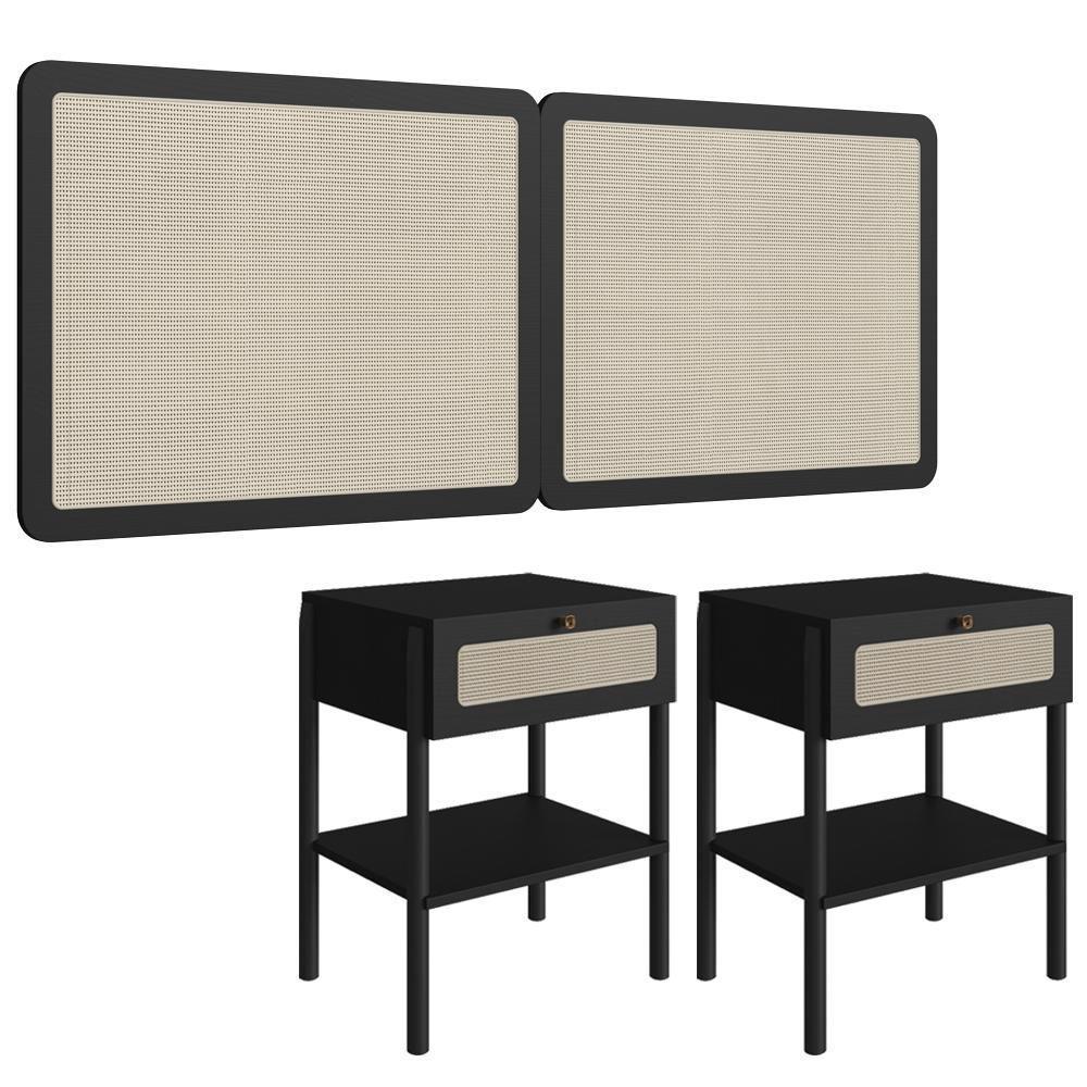 Cabeceira Casal E 2 Mesas Cabeceira Palinha 27977 Nero Preto Artesano - 1