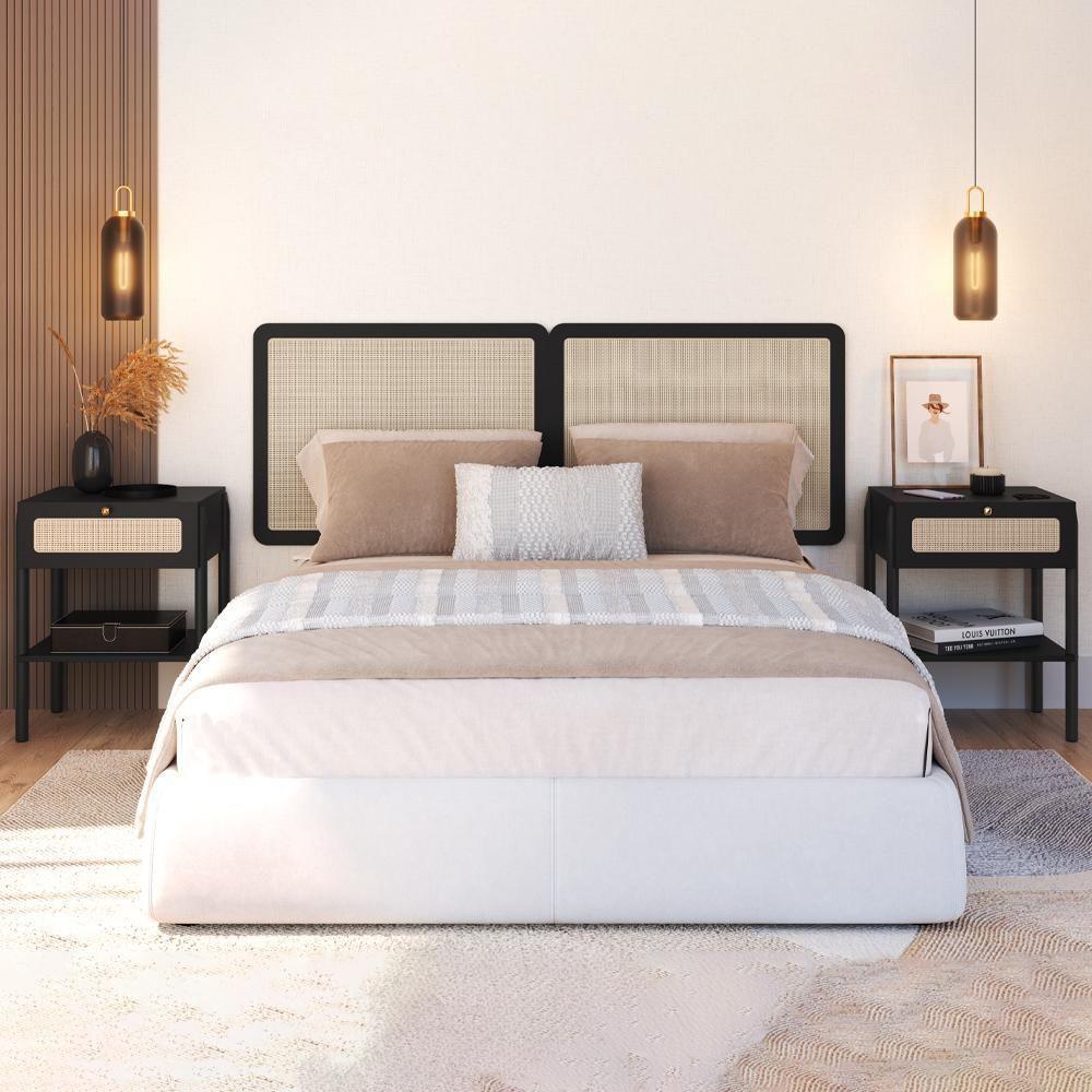 Cabeceira Casal E 2 Mesas Cabeceira Palinha 27977 Nero Preto Artesano - 2