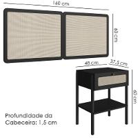 Cabeceira Casal E 2 Mesas Cabeceira Palinha 27977 Nero Preto Artesano - 3