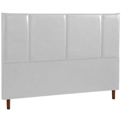 Cabeceira Estofada Casal Panamá Couro Cinza 140 Cm