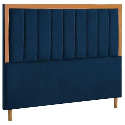 Cabeceira Estofada Queen Paris Veludo Azul 160 Cm