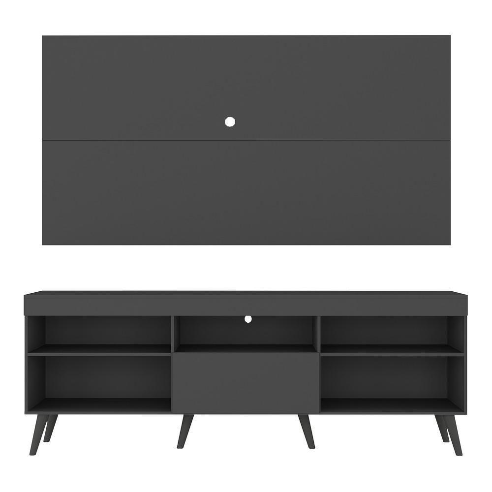 Rack Com Painel Tv 65" Retrô Flórida Up Multimóveis V1042 Preto Preto - 2
