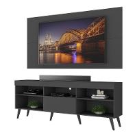 Rack Com Painel Tv 65" Retrô Flórida Up Multimóveis V1042 Preto Preto - 1