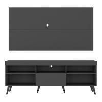Rack Com Painel Tv 65" Retrô Flórida Up Multimóveis V1042 Preto Preto - 2