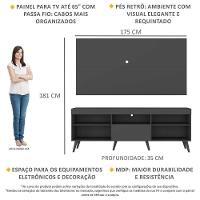 Rack Com Painel Tv 65" Retrô Flórida Up Multimóveis V1042 Preto Preto - 5