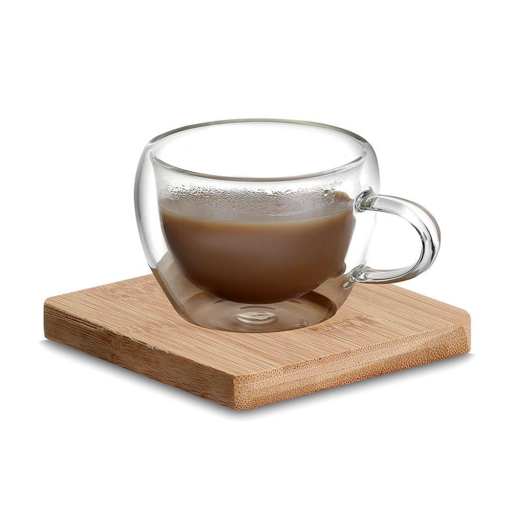Conjunto Clássico 2 Xícaras De Café Com Base De Bambu - 5