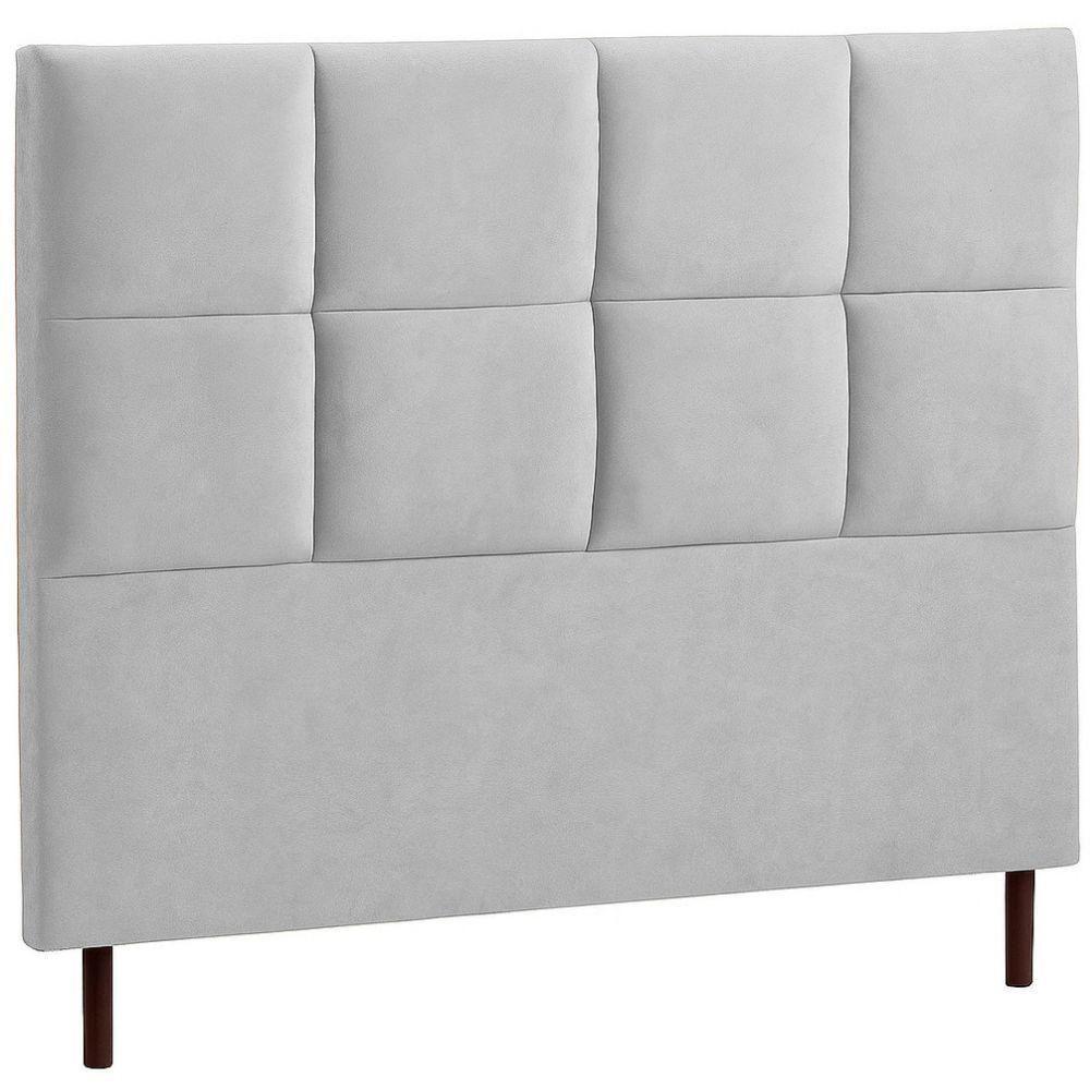 Cabeceira Estofada Casal Espanha Veludo Cinza 140 Cm - 1