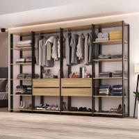Closet Aberto Modulado Arara Organizadora Com Cabideiro 270cm Allegra Multimóveis Mp4390 Preto/madeirado - 1