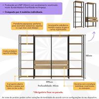 Closet Aberto Modulado Arara Organizadora Com Cabideiro 270cm Allegra Multimóveis Mp4390 Preto/madeirado - 3