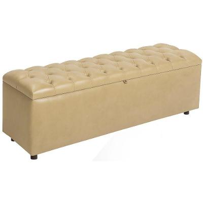 Baú Recamier Rominha Couro Bege 160 Cm