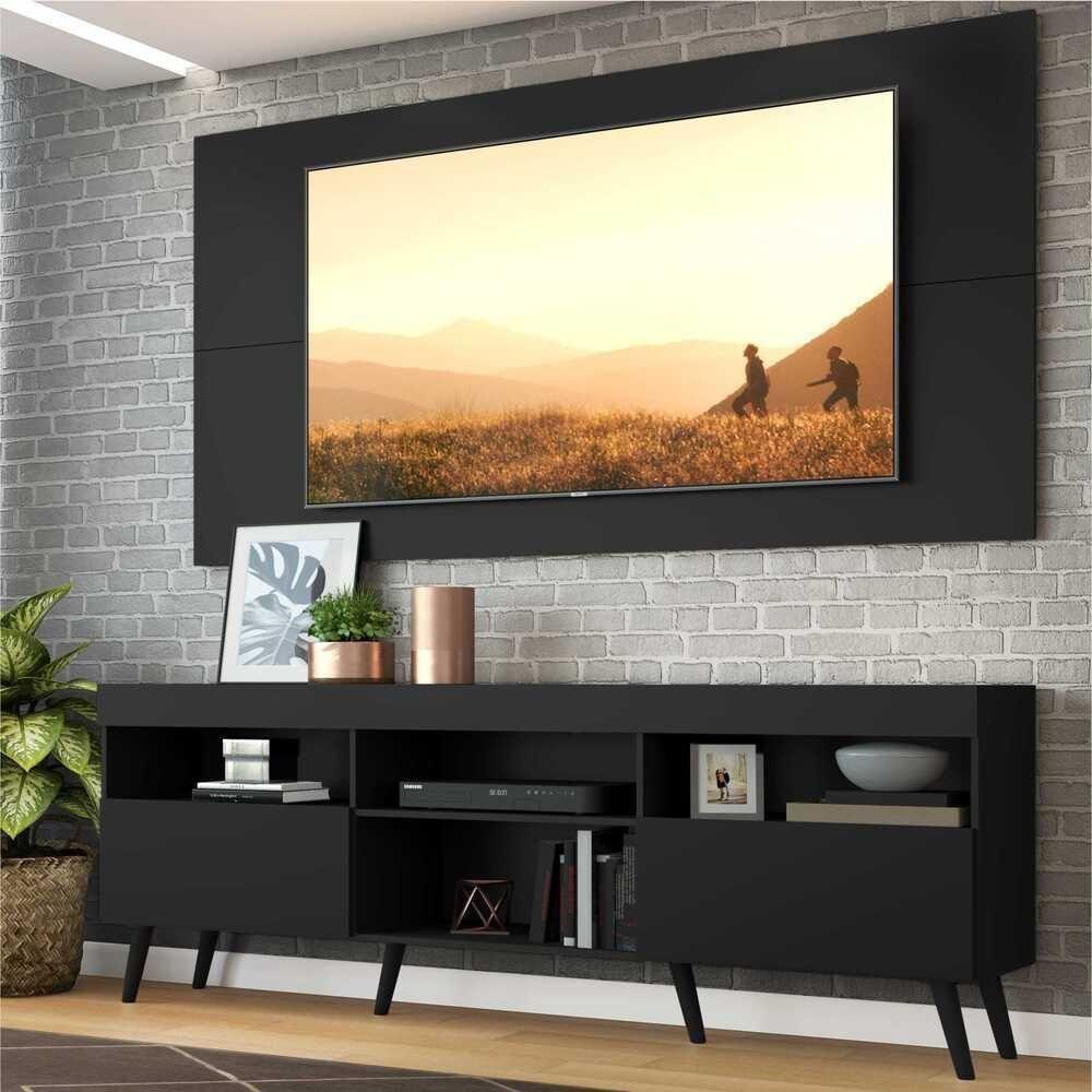 Rack Com Painel Tv 65" Retrô Flórida Multimóveis V3133 Preto Preto - 8