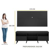 Rack Com Painel Tv 65" Retrô Flórida Multimóveis V3133 Preto Preto