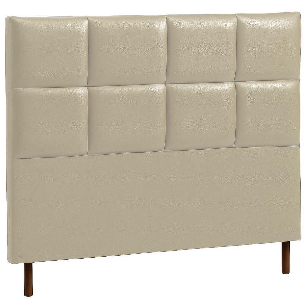 Cabeceira Estofada Queen Espanha Couro Pérola 160 Cm - 1
