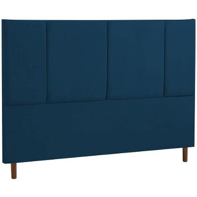 Cabeceira Estofada Casal Panamá Veludo Azul 140 Cm