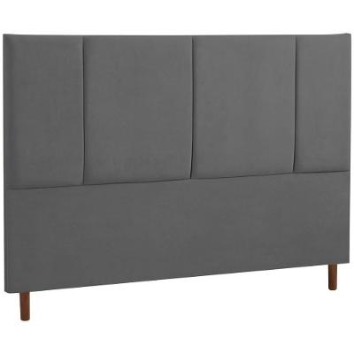 Cabeceira Estofada Casal Panamá Veludo Chumbo 140 Cm