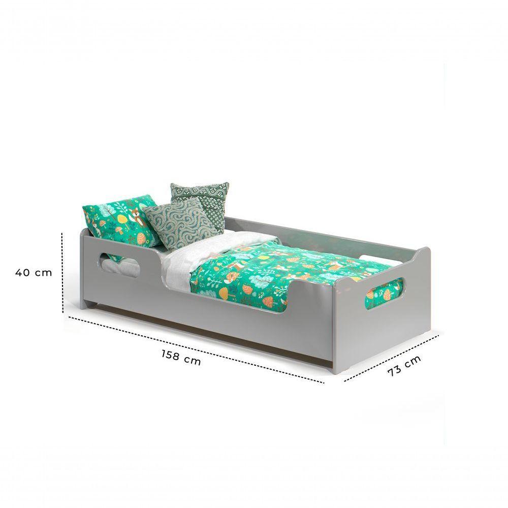 Cama Infantil Encanto Com Grade De Proteção Cor Cinza - 5