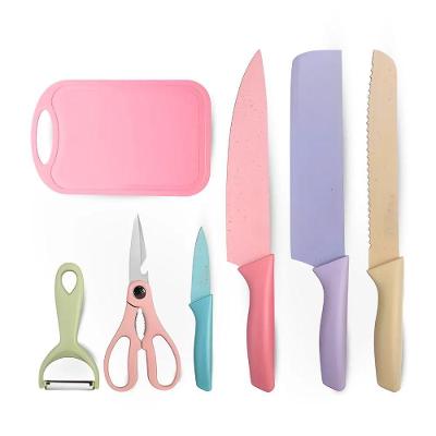 Conjunto De Facas 6 Peças Aço Inoxidável Colorido Multifuncional Para Cozinha